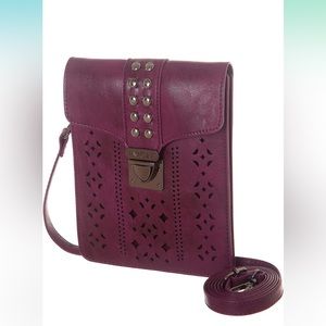 Minicat maroon crossbody bag. 5.5” x 7.5”